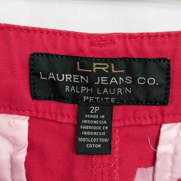 LRL Ralph Lauren Jeans Co Red Cotton Midcalf Chino Capri Womens Size 2P - Picture 6 of 12
